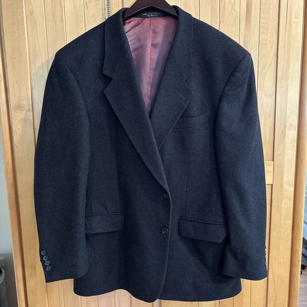 Christian Aujard 44R Blazer Jacket Cashmere Blend Woven in Italy Grey Vintage